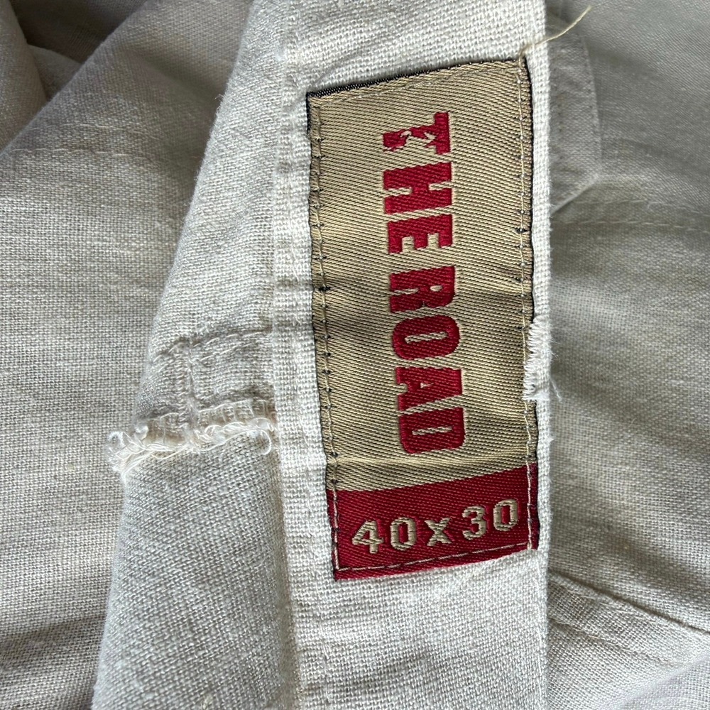 Mens Linen Cargo Slacks Pants 40x30 Cream Beach Vacation Resortwear Quiet Luxury - Picture 6 of 14